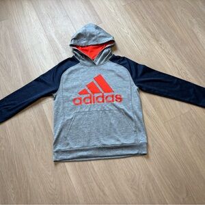 Used Adidas Gray and Blue Hoodie with Red Accents